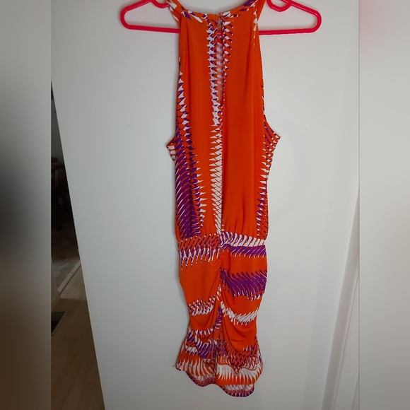 Marciano Bright Orange Dress With Braided Neck Detail - Picture 5 of 8